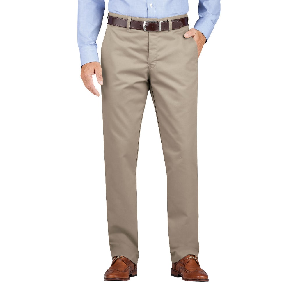 DICKIES Men's Dickies KHAKI Regular Fit Tapered Leg Flat Front Pant 36/34