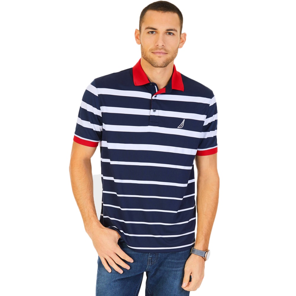 NAUTICA Men's Striped Performance Polo Shirt L