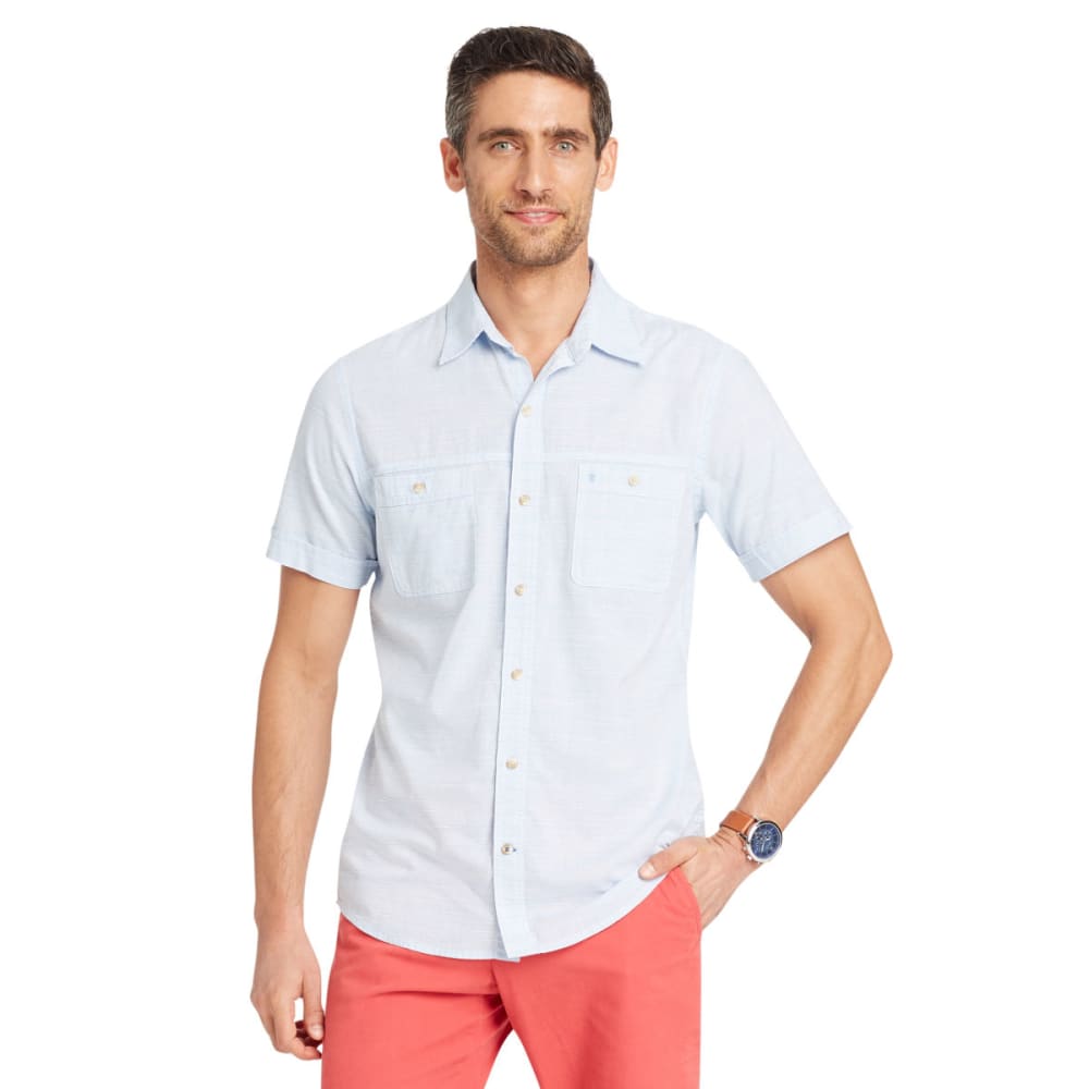 IZOD Men's Saltwater Dockside Chambray Short-Sleeve Shirt M