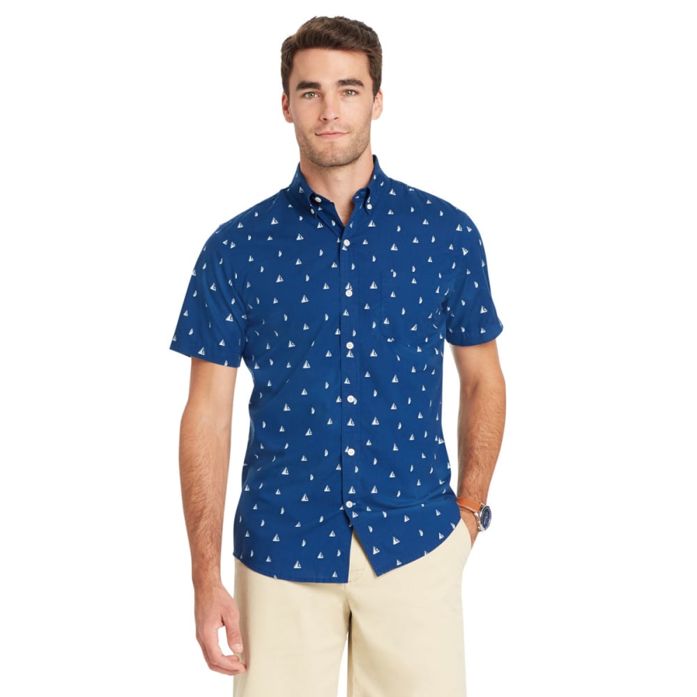 IZOD Men's Breeze Printed Poly Poplin Short-Sleeve Shirt - Bob’s Stores