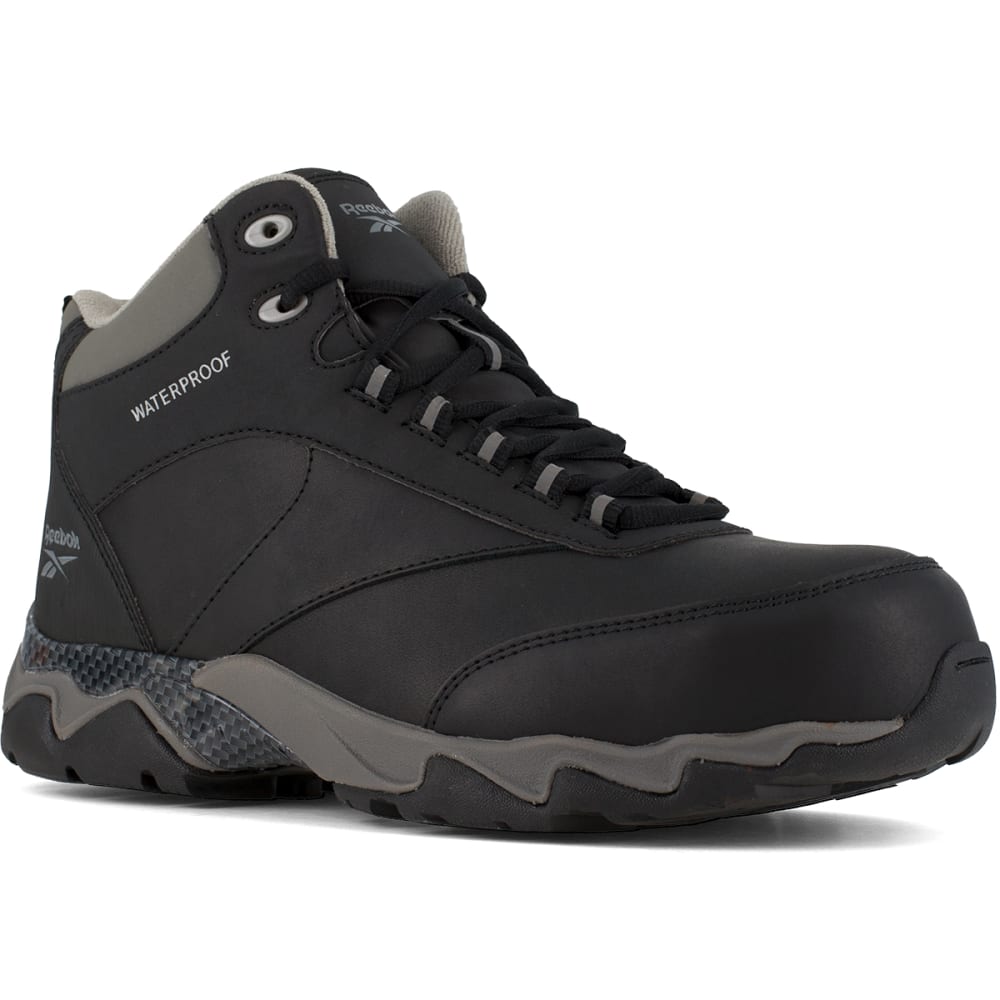 REEBOK WORK Men's Beamer Composite Toe Waterproof Athletic Hiker, Black/Grey 6