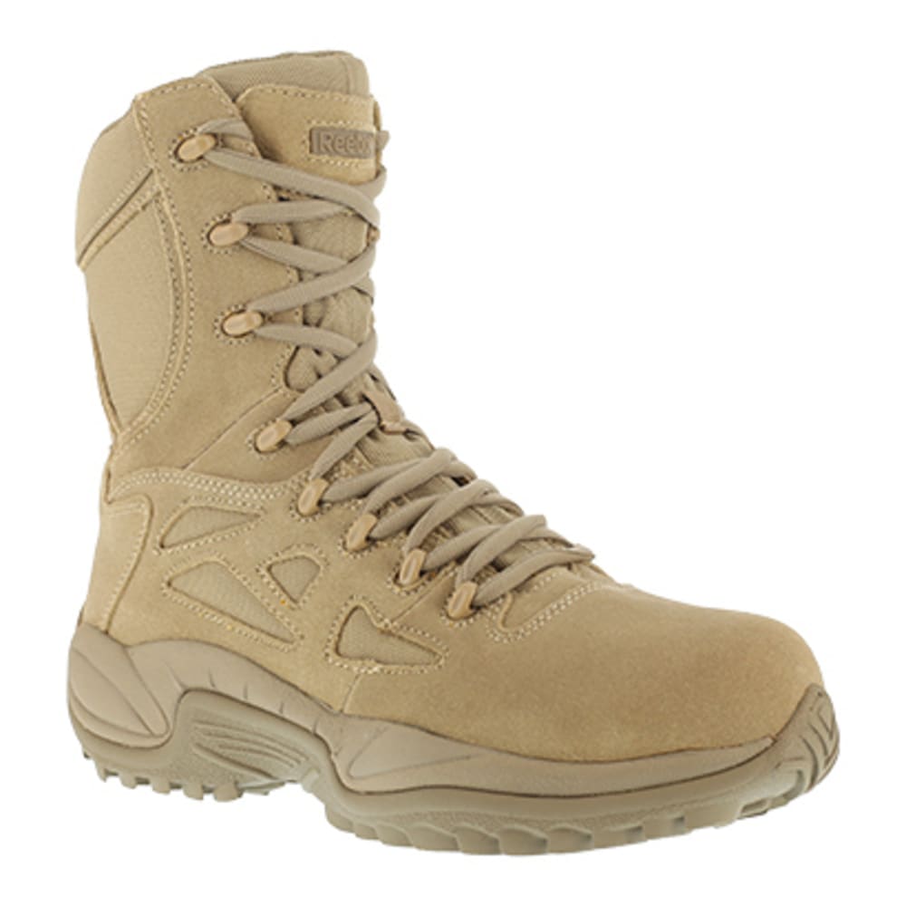 REEBOK WORK Men's Rapid Response RB Soft Toe Stealth 8" W/ Side Zip Boot, Desert Tan 12