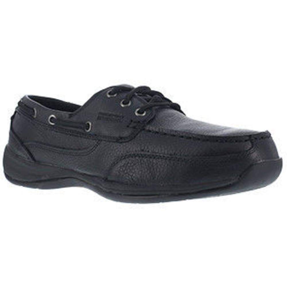 ROCKPORT WORKS Men's Sailing Club 3 Eye Tie Steel Toe Boat Shoe, Black 9.5