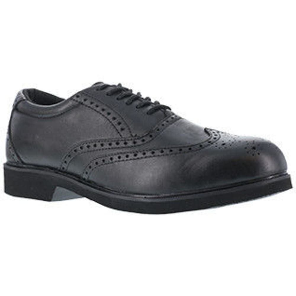 ROCKPORT WORKS Men's Dressports Dress Leather Wing Tip Steel Toe Shoes, Black 8
