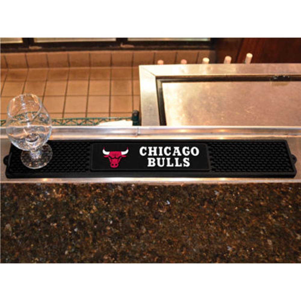 FAN MATS Chicago Bulls Drink Mat, Black ONE SIZE