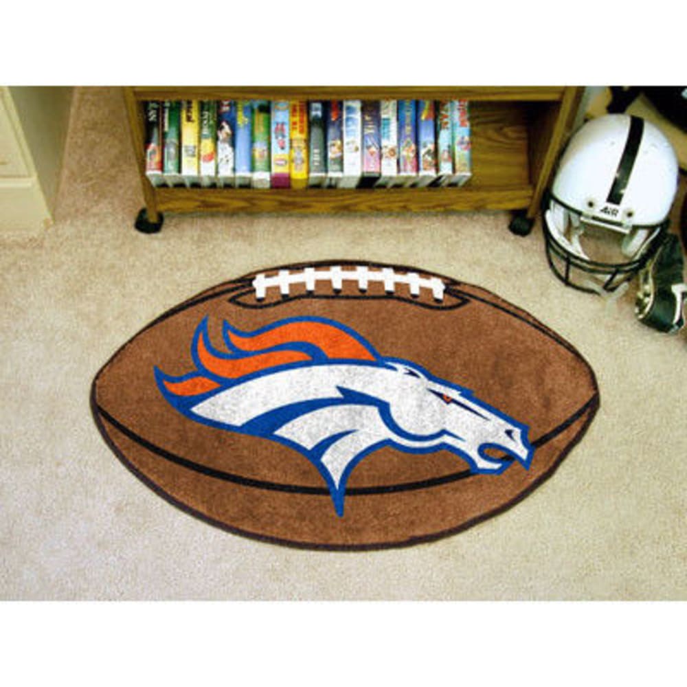 FAN MATS Denver Broncos Football Mat, Brown/Blue ONE SIZE