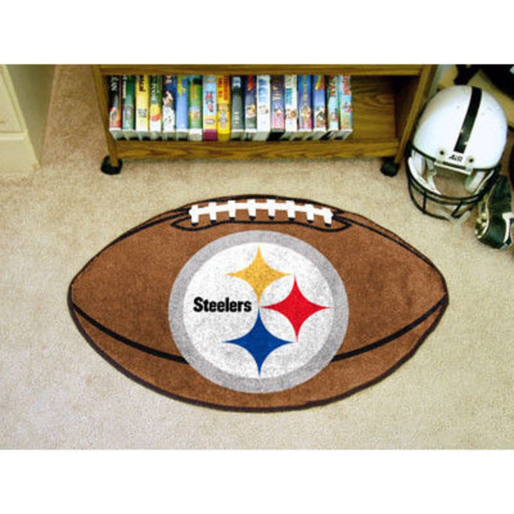 FAN MATS Pittsburgh Steelers Football Mat, Brown/Silver ONE SIZE