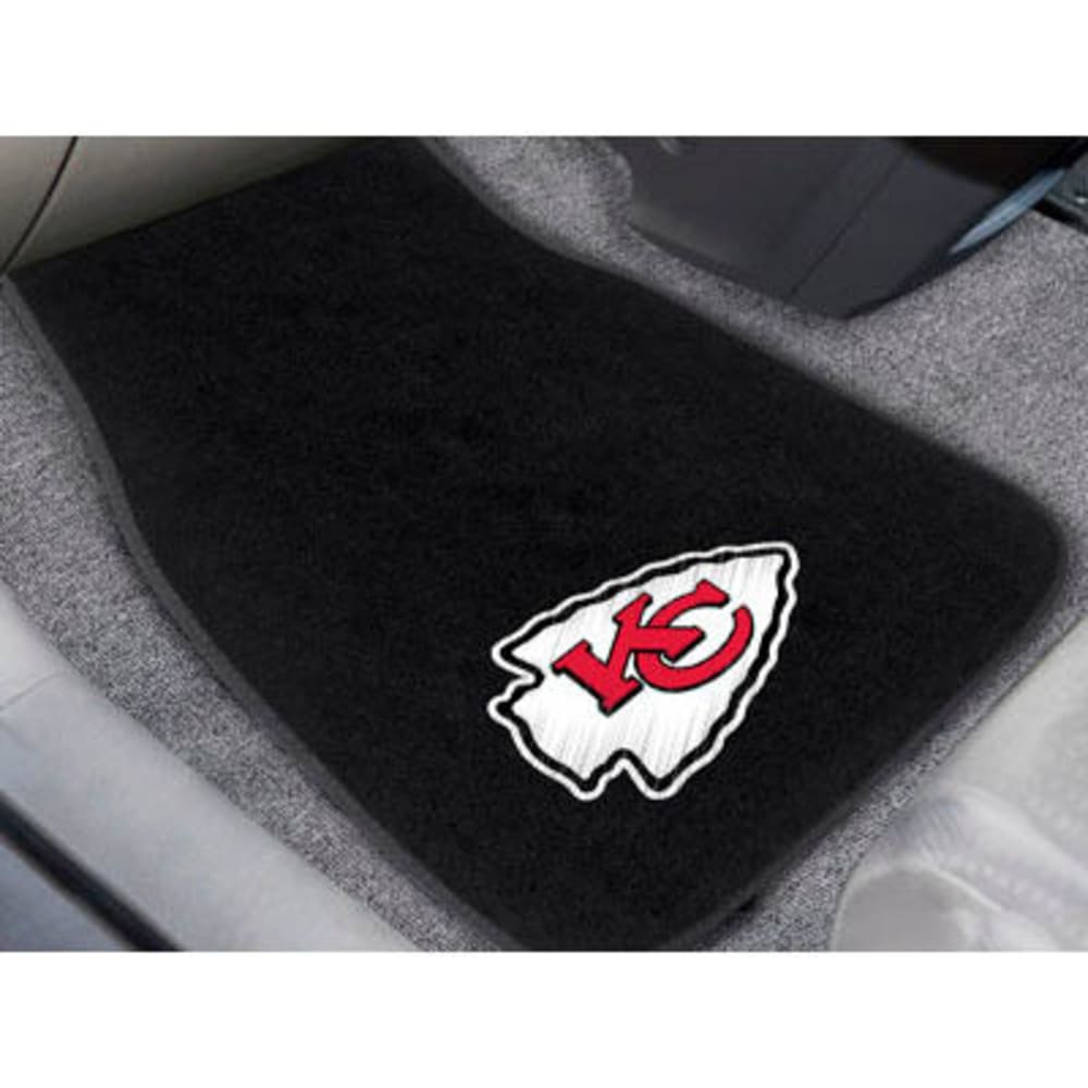 FAN MATS Kansas City Chiefs 2-Piece Embroidered Car Mat Set, Black ONE SIZE