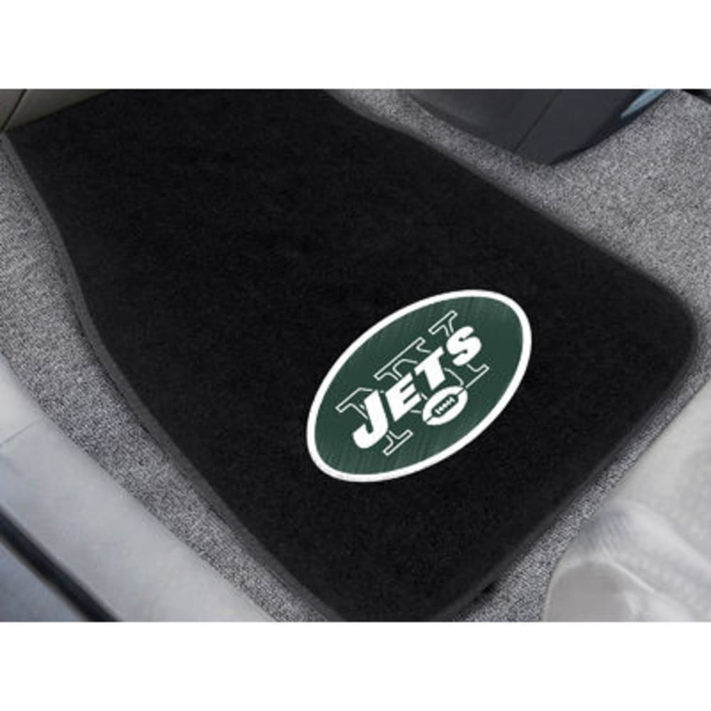 FAN MATS New York Jets 2-Piece Embroidered Car Mat Set, Black ONE SIZE