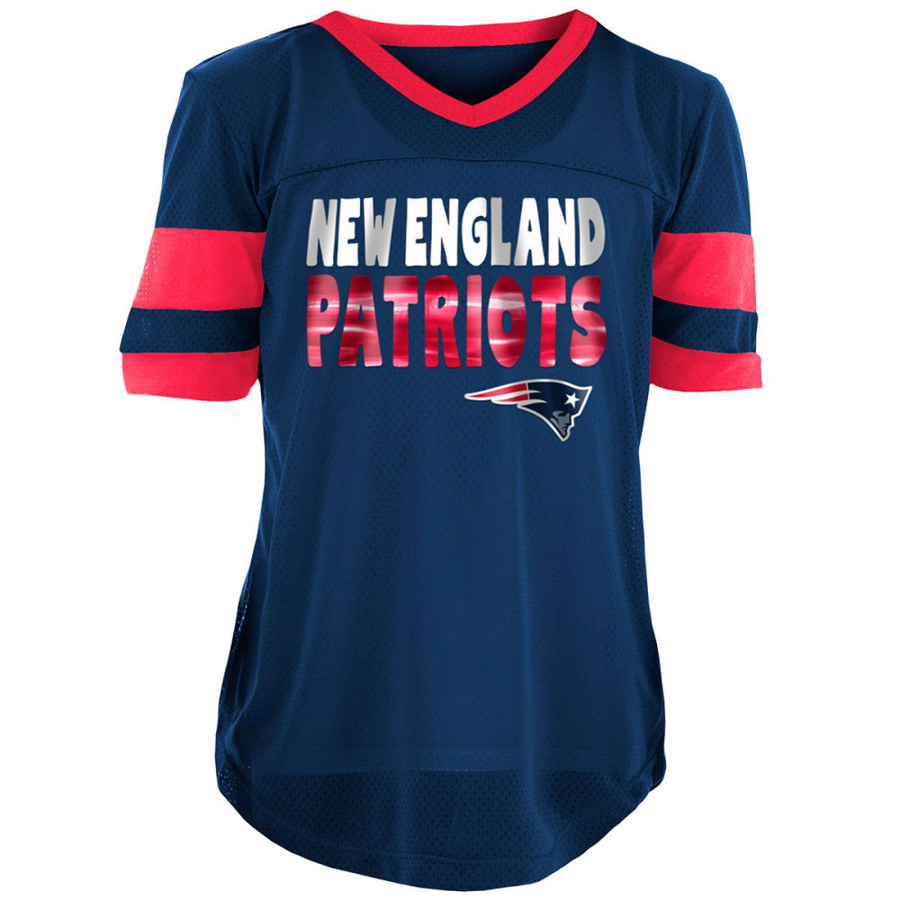 NEW ENGLAND PATRIOTS Big Girls' Poly Mesh Short-Sleeve Jersey 4-5