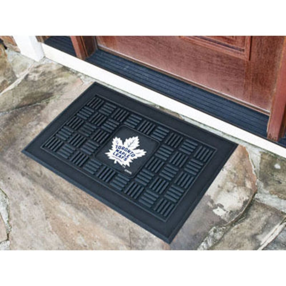 FAN MATS Toronto Maple Leafs Medallion Door Mat, Black ONE SIZE
