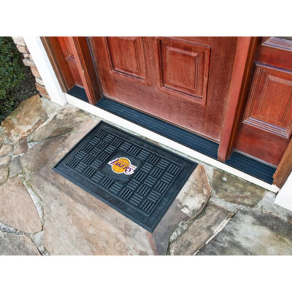 FAN MATS Los Angeles Lakers Medallion Door Mat, Black ONE SIZE