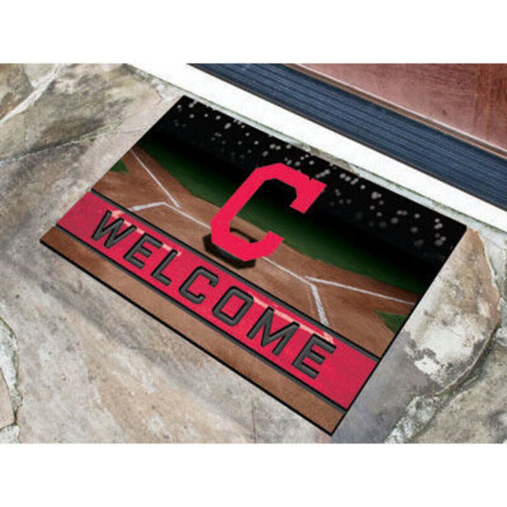 FAN MATS Cleveland Indians Crumb Rubber Door Mat, Black/Red ONE SIZE
