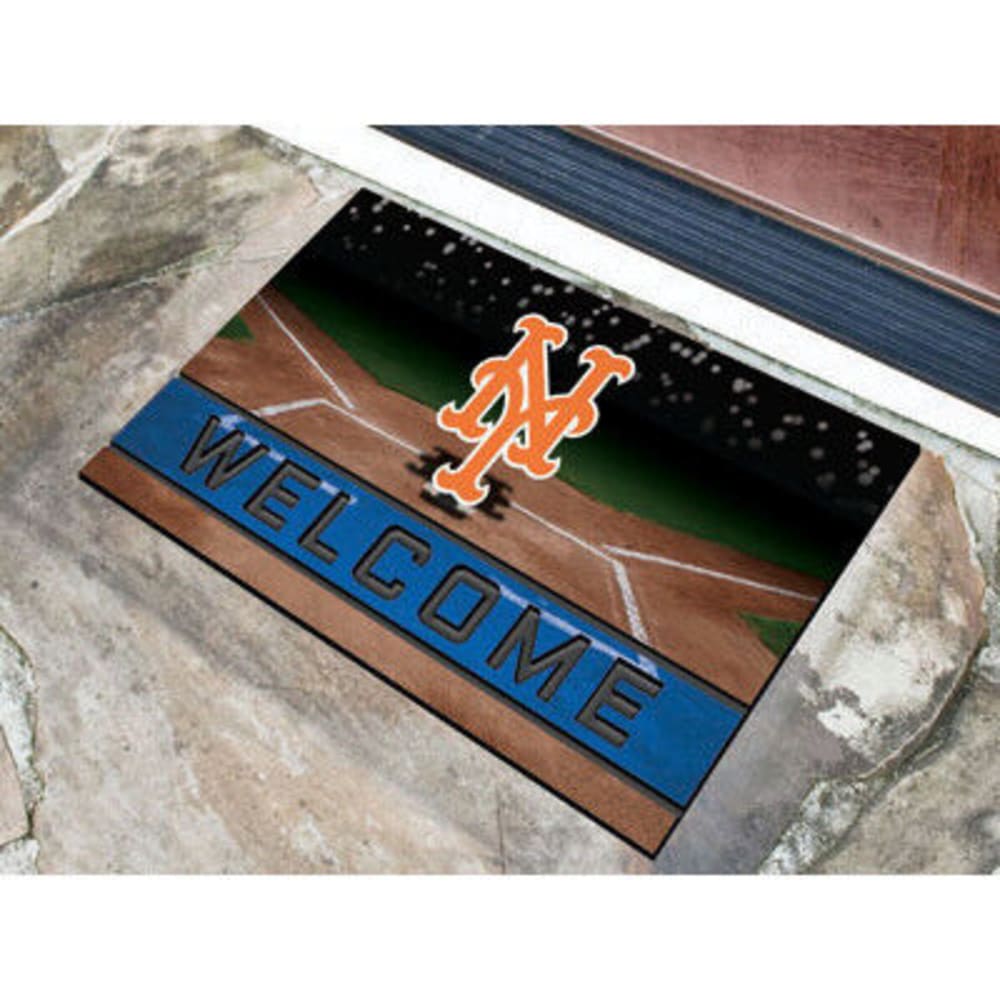 FAN MATS New York Mets Crumb Rubber Door Mat, Black/Blue ONE SIZE