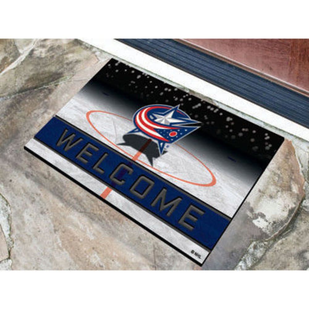 FAN MATS Columbus Blue Jackets Crumb Rubber Door Mat, Black/Blue ONE SIZE