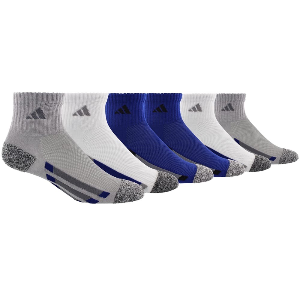 ADIDAS Boys' Climalite Vertical Stripe Quarter-Height Socks, 6-Pack M