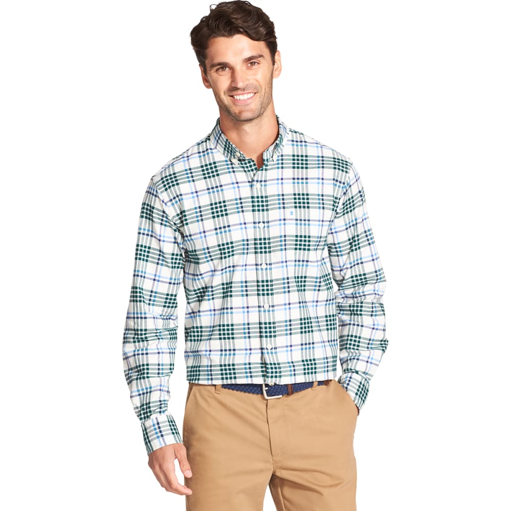 IZOD Men's Oxford Plaid Stretch Woven Long-Sleeve Shirt - Bob’s Stores