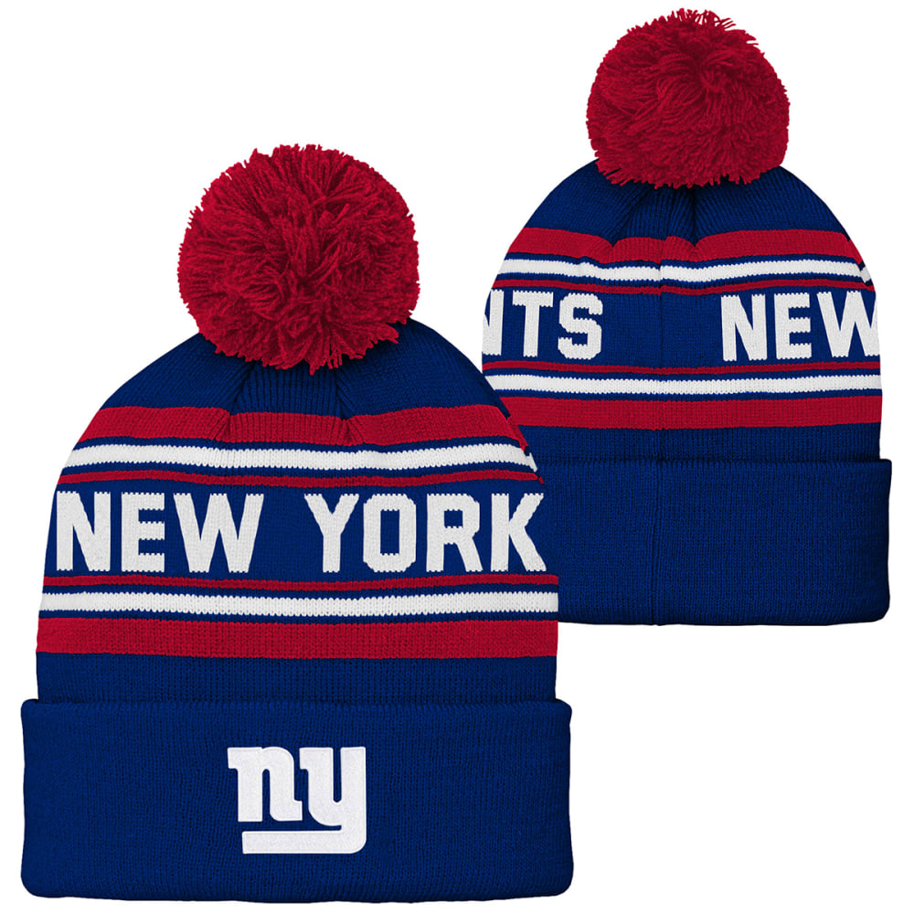 NEW YORK GIANTS Big Kids' Cuffed Pom Knit Beanie ONE SIZE