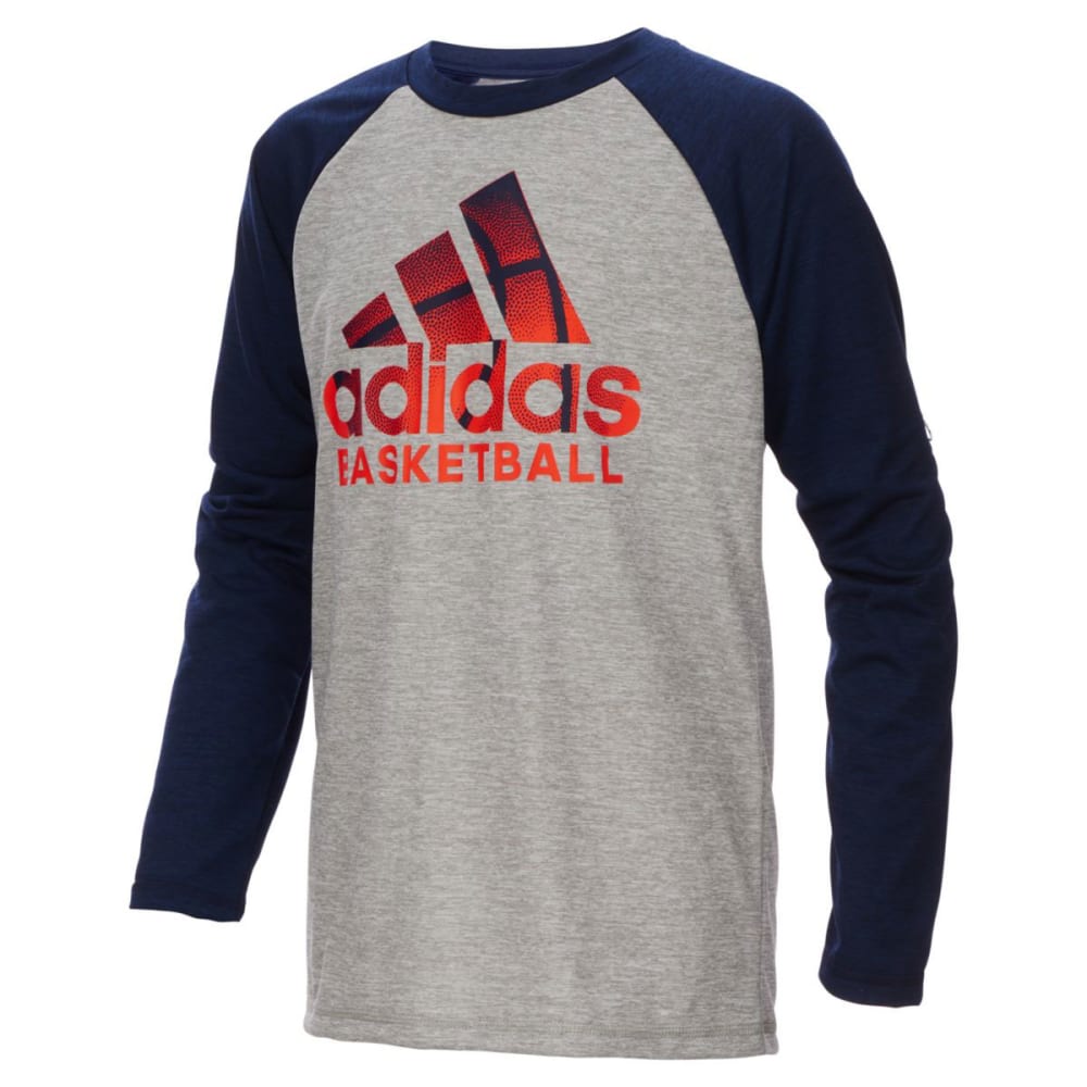 ADIDAS Big Boys' Performance Logo Raglan Long-Sleeve Tee S