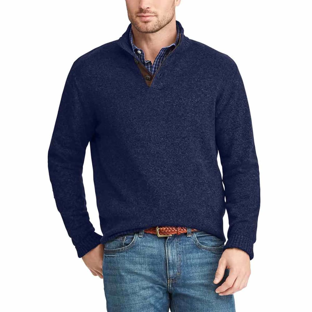 CHAPS Men's Mock Neck Pullover Sweater with Elbow Patches M