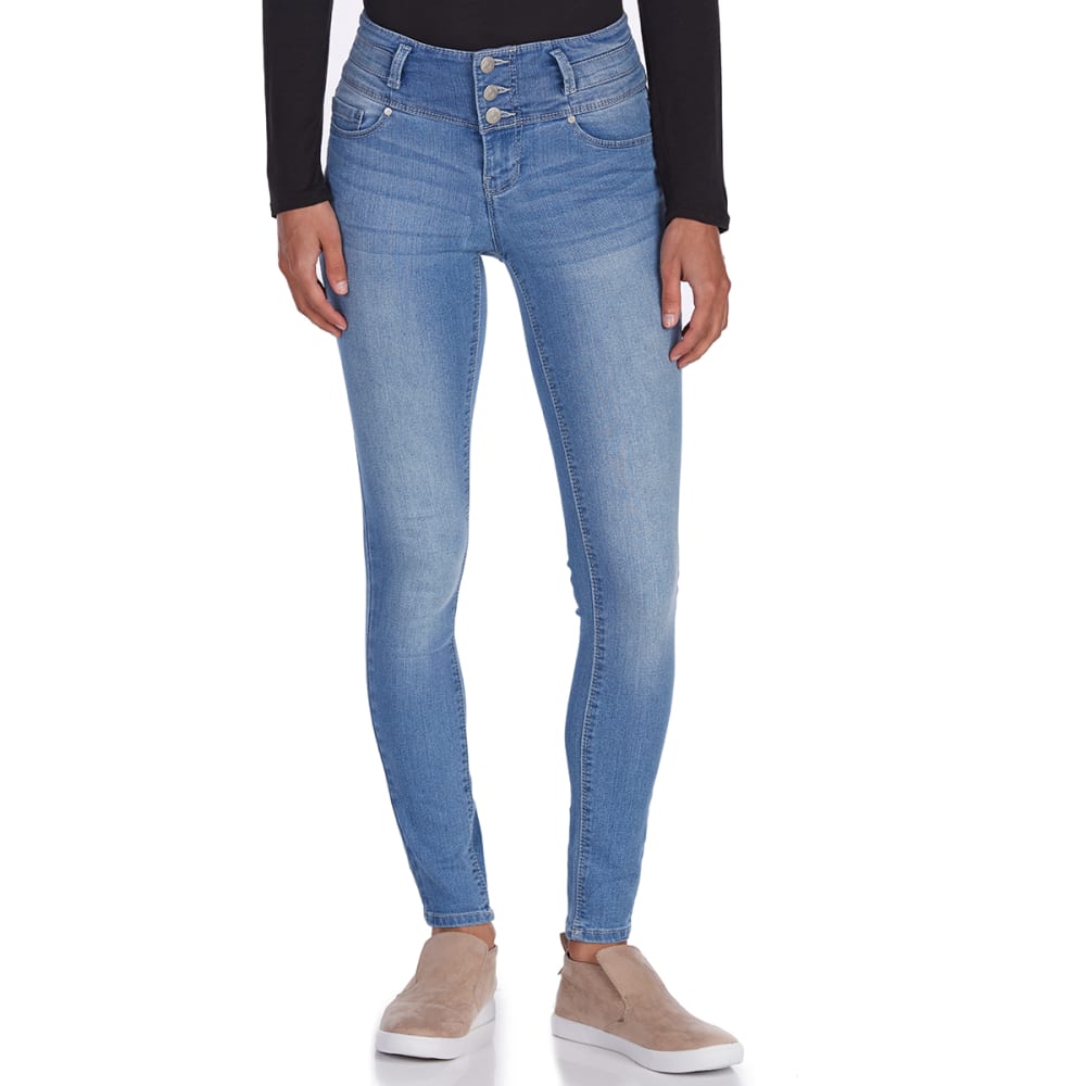 BLUE SPICE Juniors' High-Rise 3-Button Stacked Waist Skinny Jeans - Bob ...