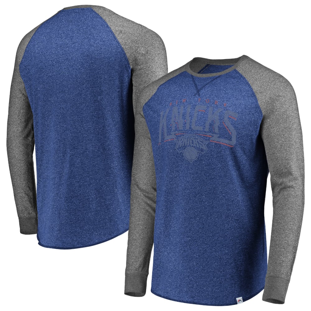 NEW YORK KNICKS Men's Static Raglan Long-Sleeve Tee M