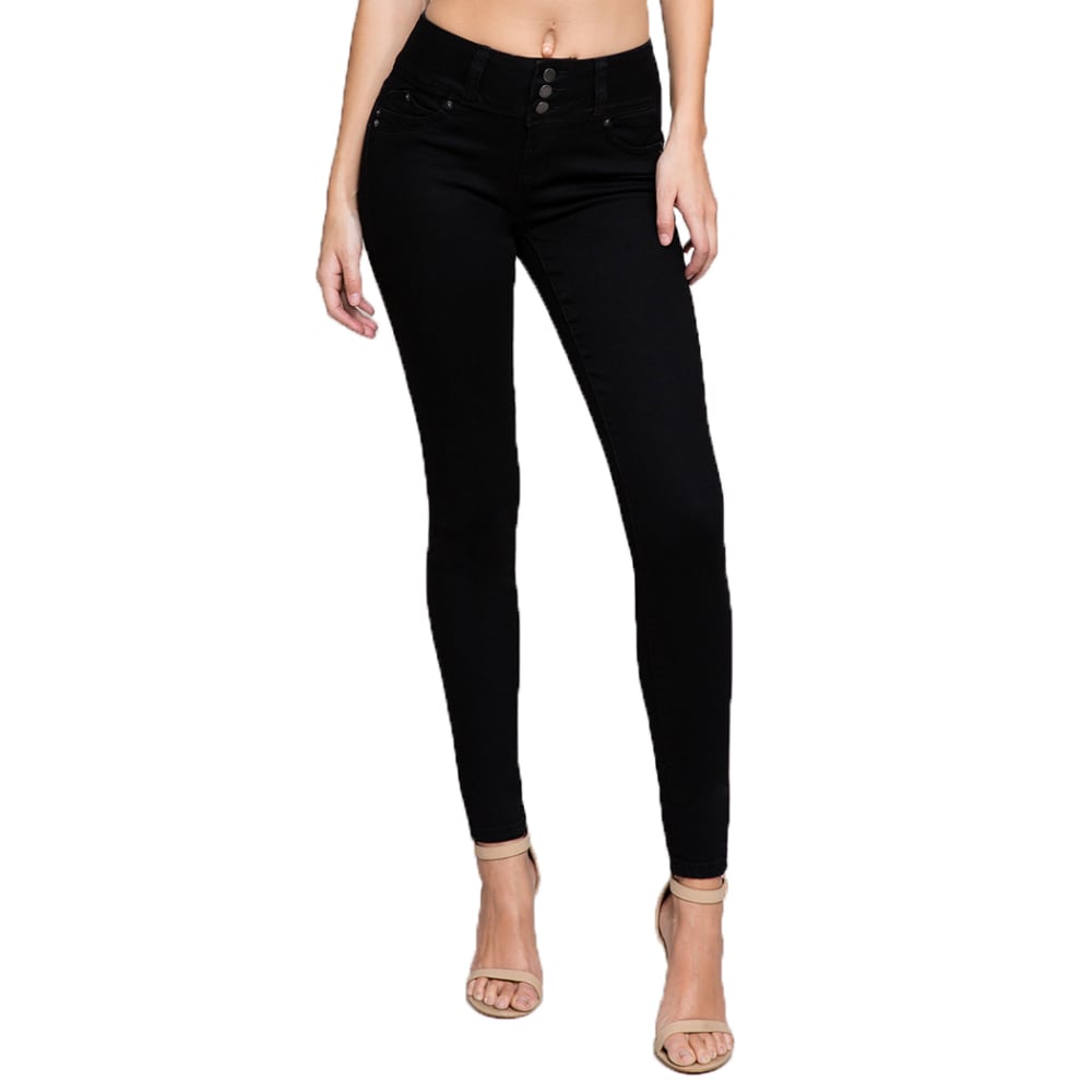 YMI Juniors' WannaBettaButt 3-Button Mid-Rise Skinny Jeans - Bob’s Stores