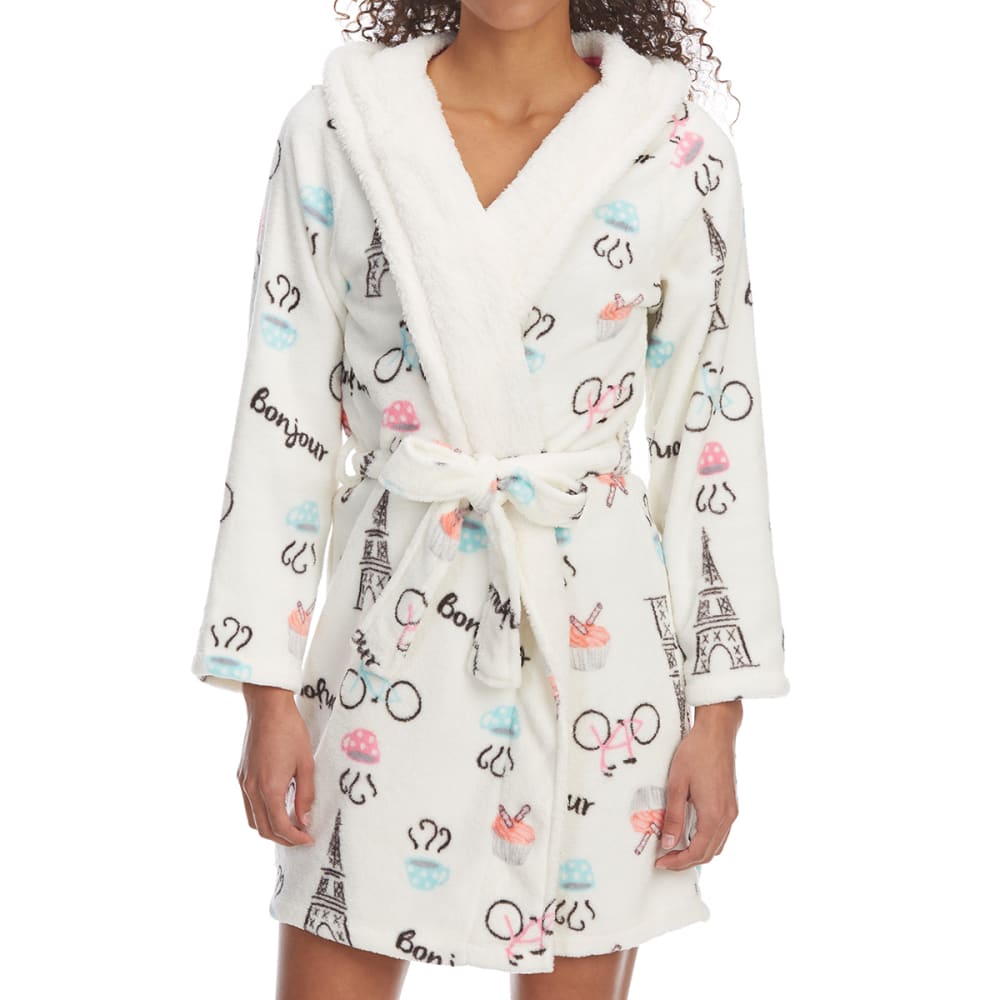 ST. EVE Women's Novelty Print Hooded Plush Robe S