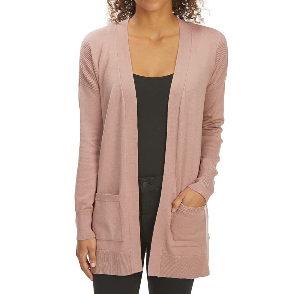 PINK ROSE Juniors' Drop-Shoulder Ribbed Open Cardigan - Bob’s Stores