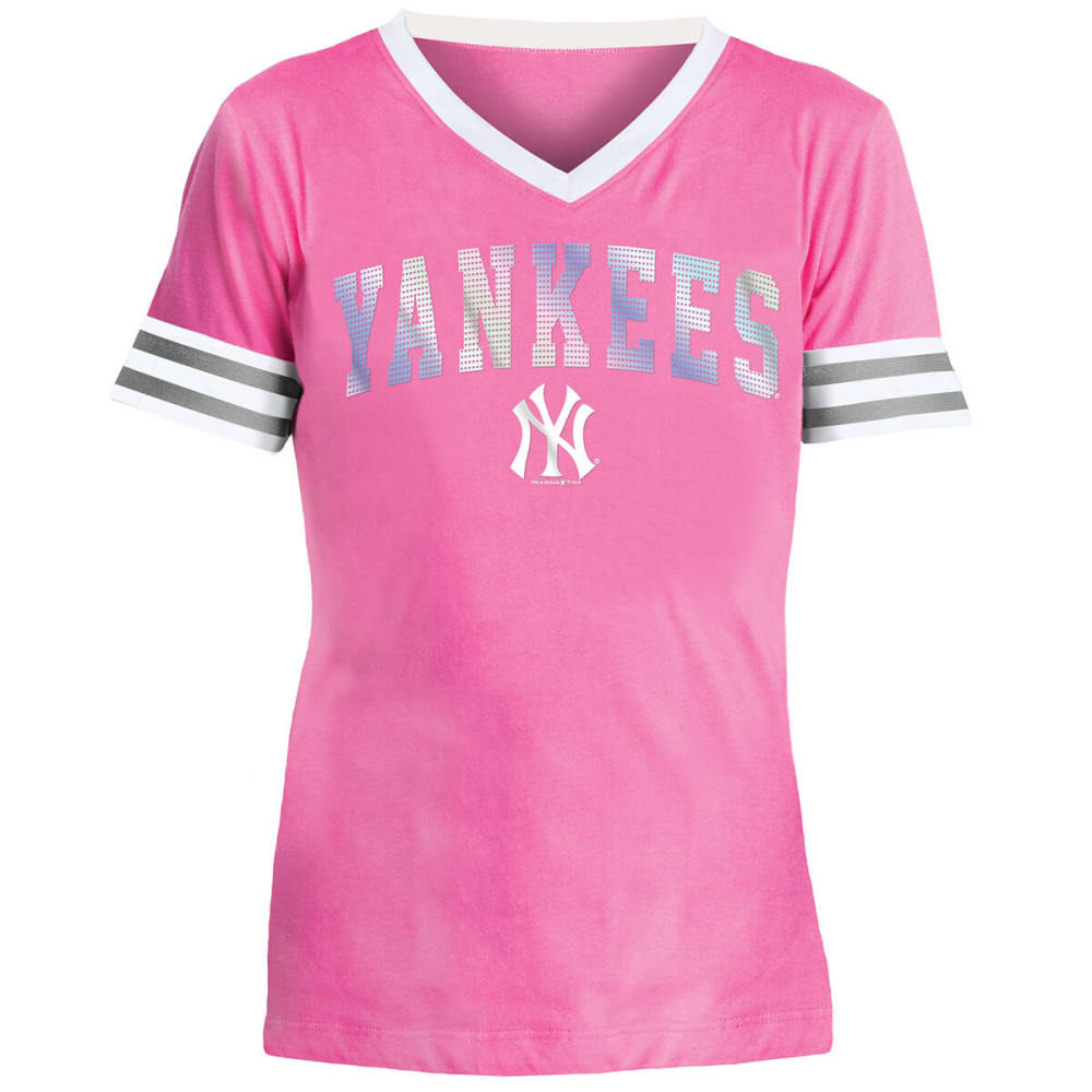 NEW YORK YANKEES Girls' Short-Sleeve V-neck Tee 10/12