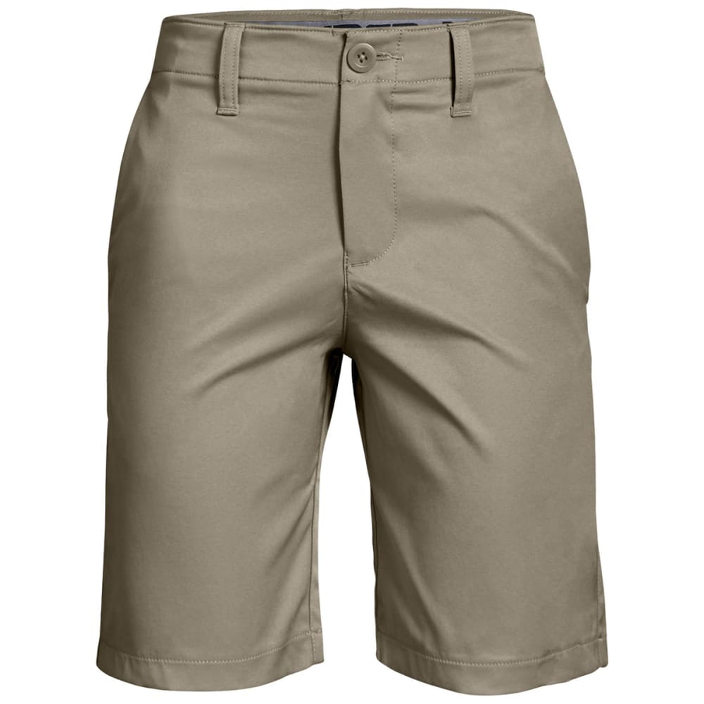 Under Armour Boys golf shorts Size 10 khaki stretch waistband polyester