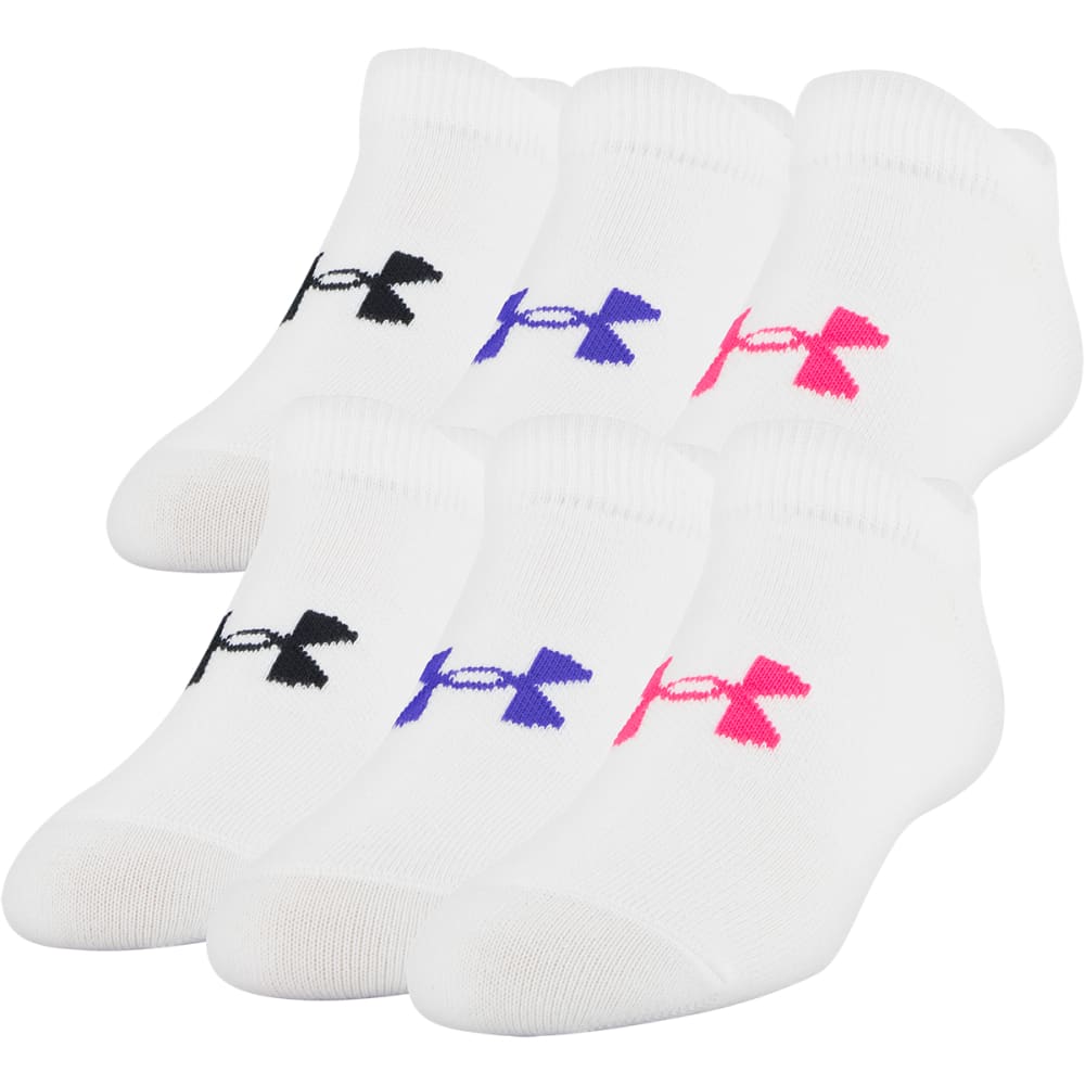 UNDER ARMOUR Girls' Essential No Show Socks, 6-Pack L