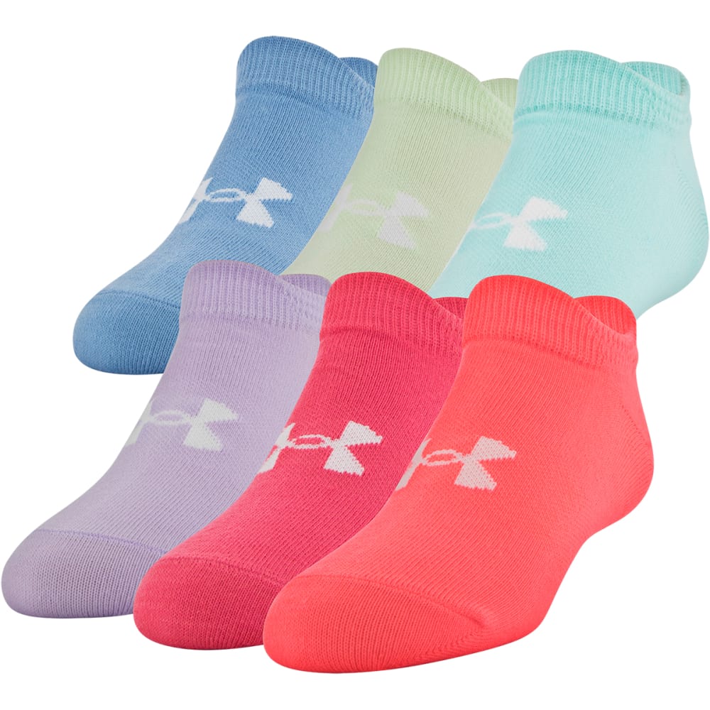 UNDER ARMOUR Girls' Essential No Show Socks, 6-Pack L
