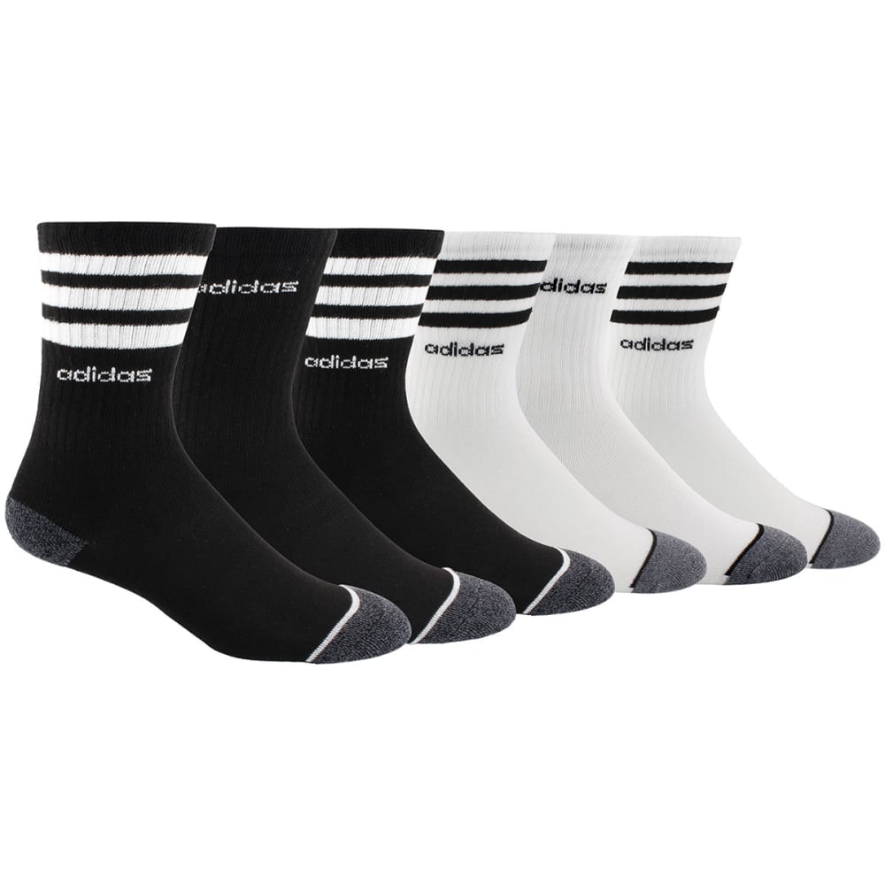 ADIDAS Boys' 3 Stripe Crew Socks, 6-Pack M