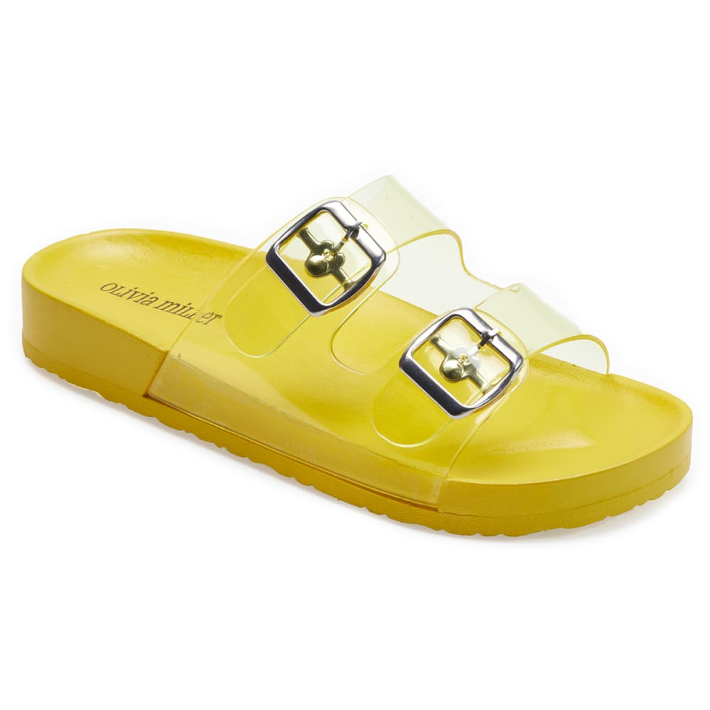 OLIVIA MILLER Women's Jelly Double Band Slide Sandals 6