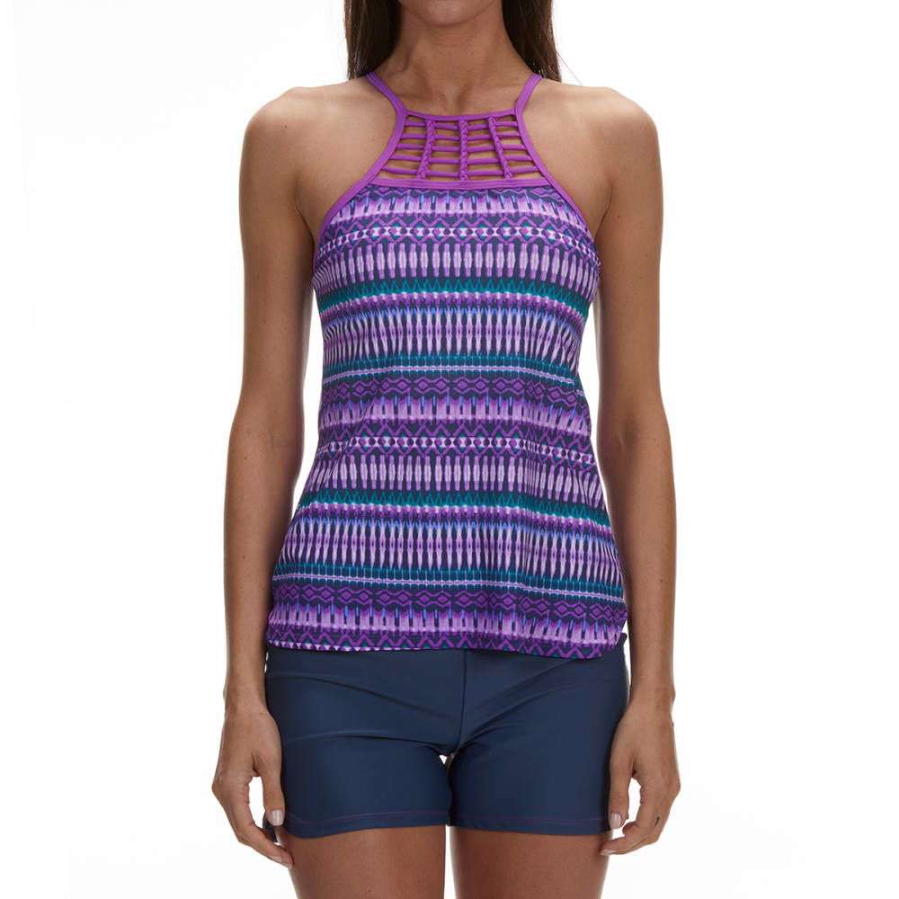 FREE COUNTRY Women's Beach Batik Halter Swim Top S