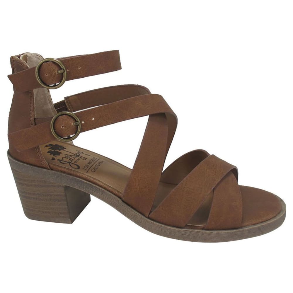 JELLY POP Women's Katey Cognac Block Heels 7.5