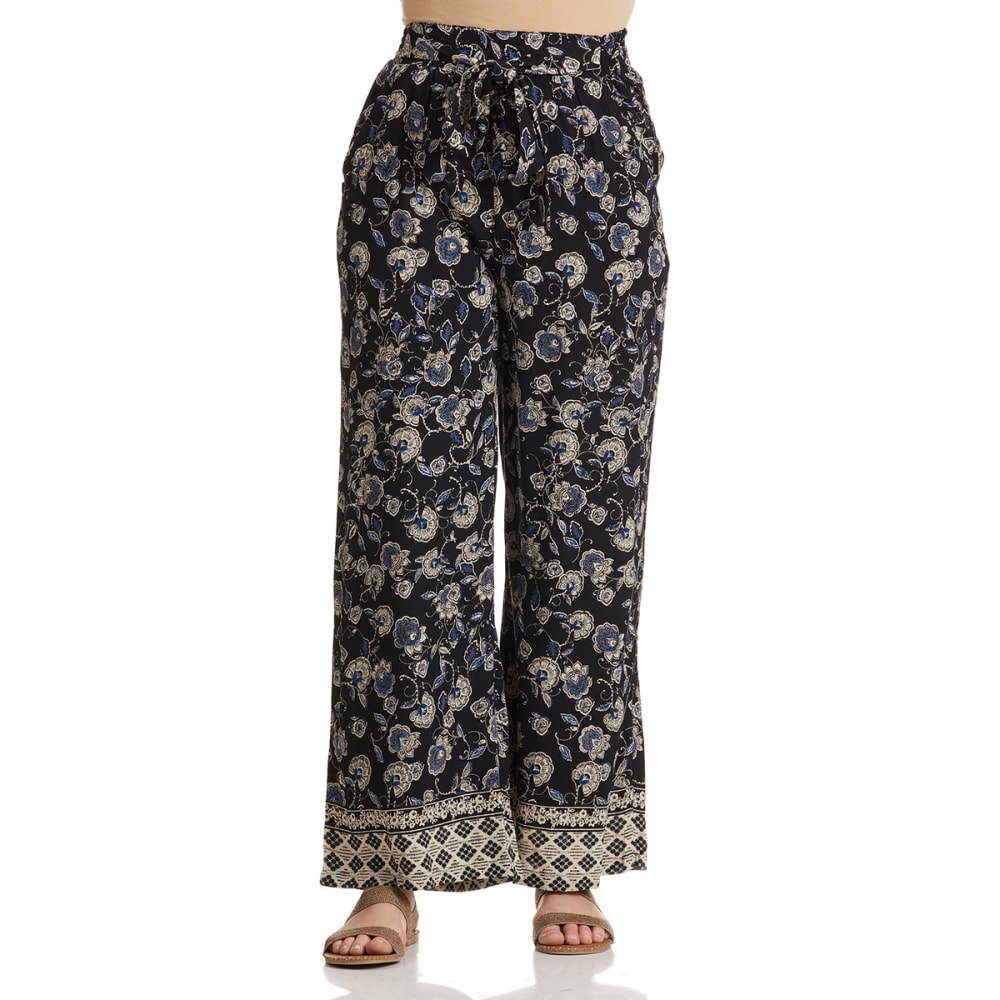 ANGIE Juniors' Floral Tie Front Pants S