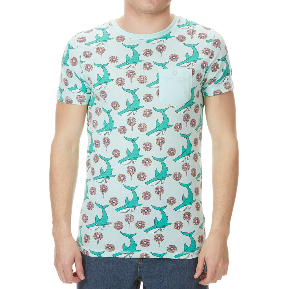 ALPHA BETA Men's Shark Print Short-Sleeve Tee S