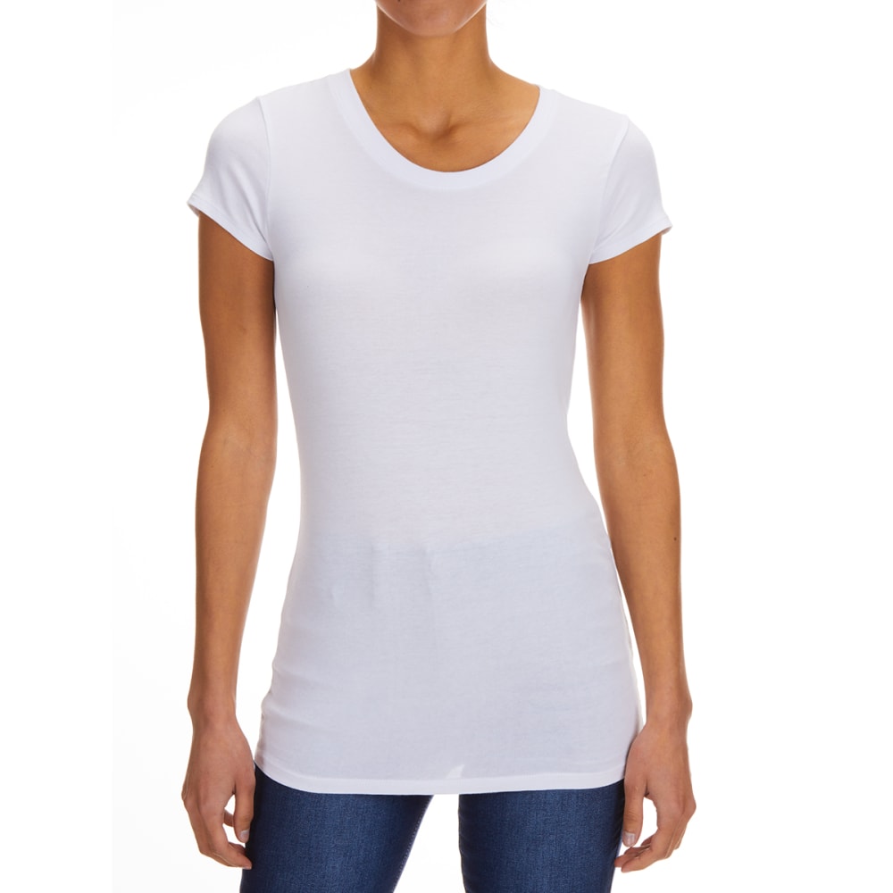 AMBIANCE Juniors' Basic Cotton Spandex Crewneck Tee - Bob’s Stores