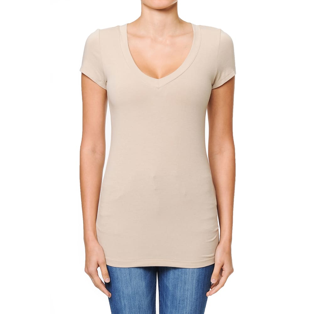 AMBIANCE Juniors' Basic Short-Sleeve V-Neck Tee S