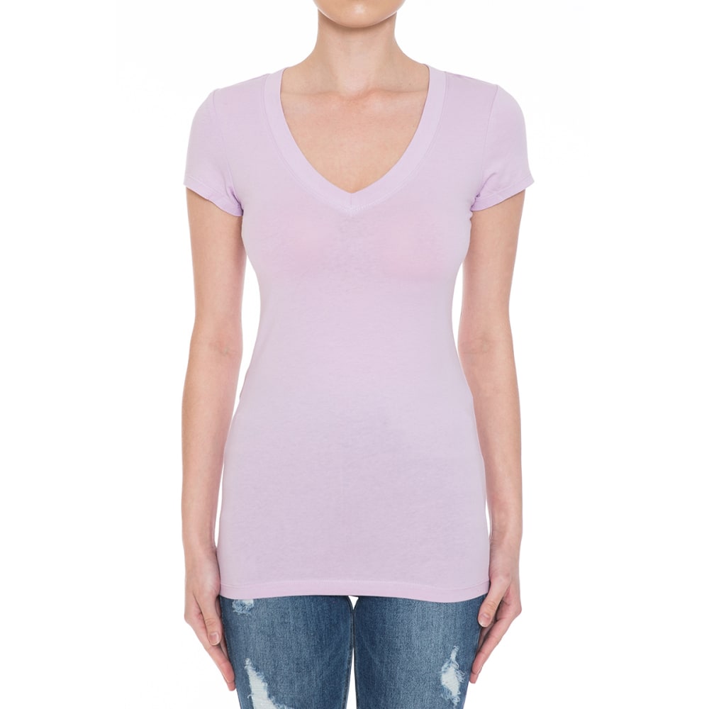 AMBIANCE Juniors' Basic Short-Sleeve V-Neck Tee S
