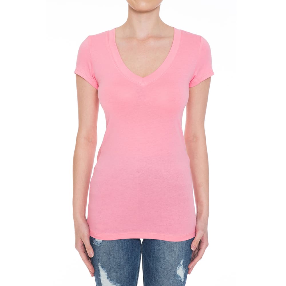 AMBIANCE Juniors' Basic Short-Sleeve V-Neck Tee S