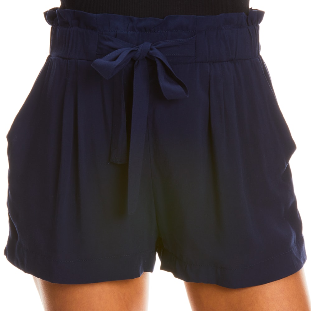 AMBIANCE Juniors' Solid Rayon Challis Paper Bag Shorts - Bob’s Stores