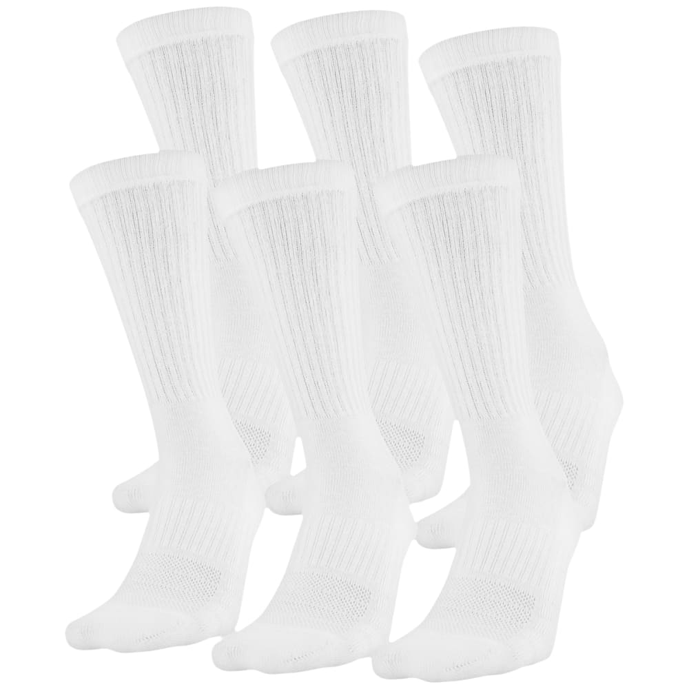 UNDER ARMOUR Boys' Cotton Training Crew Socks, 6 Pack L