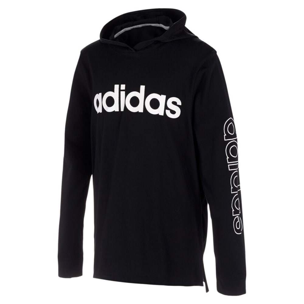 ADIDAS Toddler Boys' Long-Sleeve Hooded Linear Logo Tee 4
