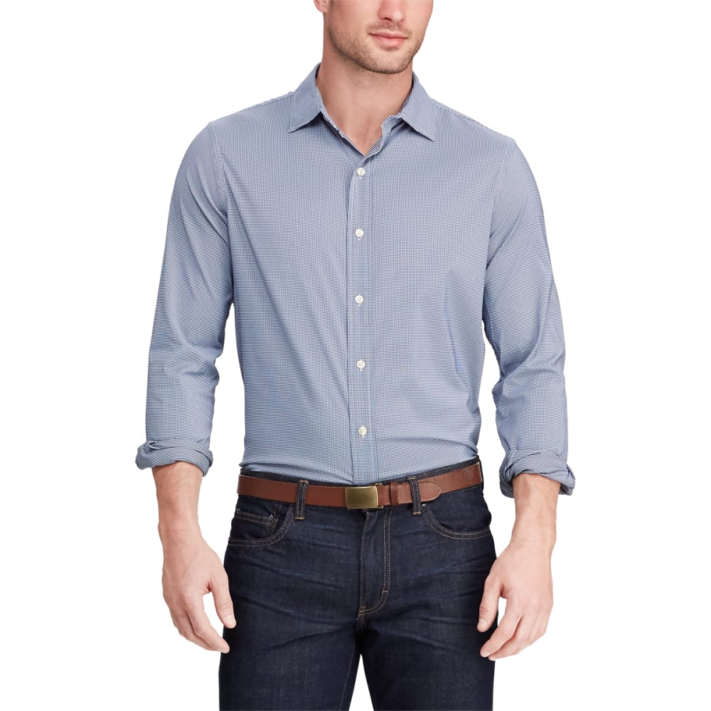 CHAPS Men's Long-Sleeve Performance Check Stretch Twill Shirt M