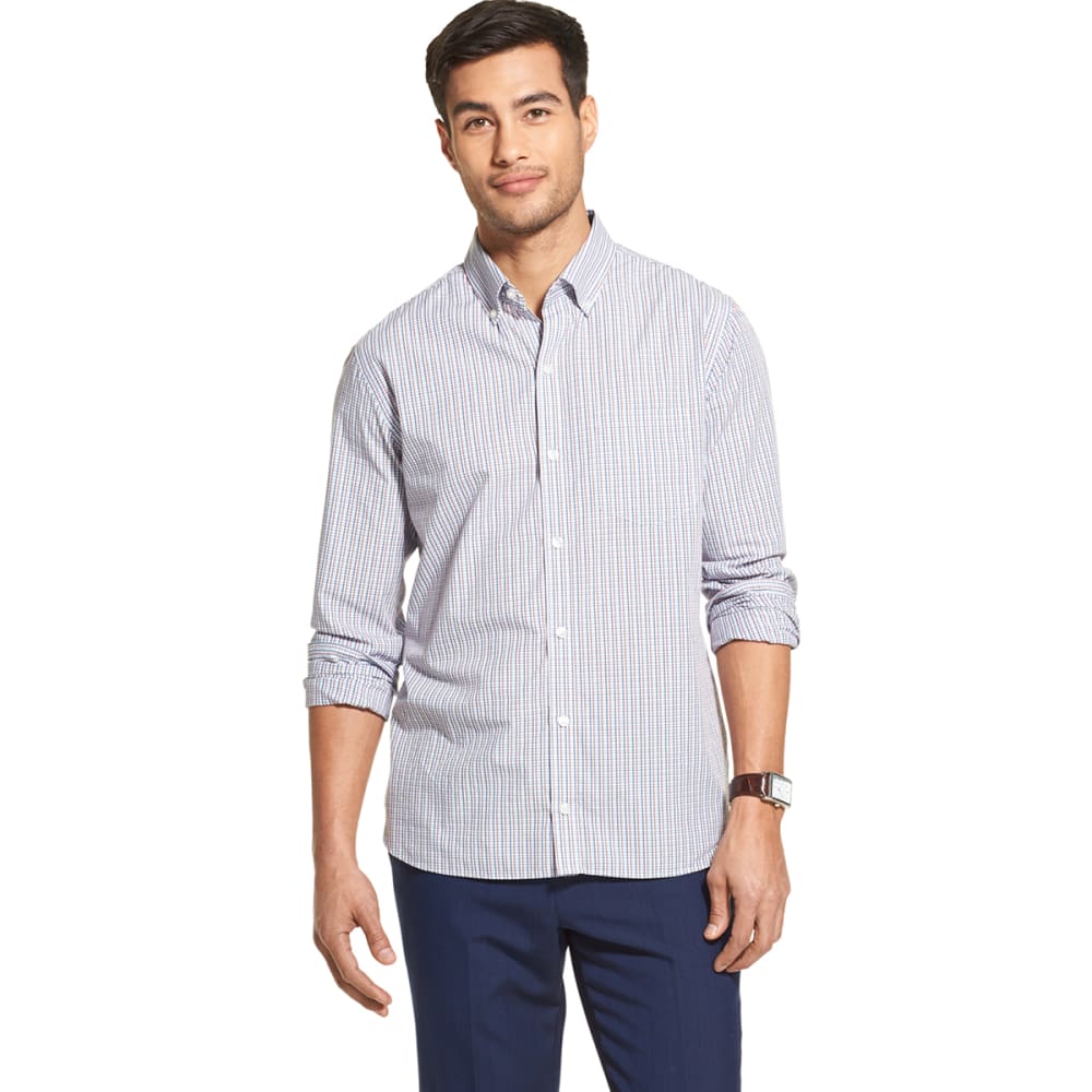 VAN HEUSEN Men's Never Tuck Long-Sleeve Slim Fit Button-Front Shirt ...