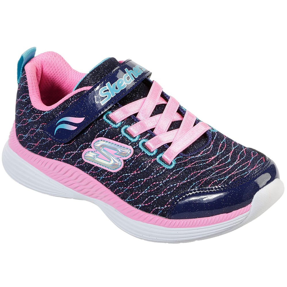 SKECHERS Little Girls' Move 'N Groove Sparkle Mesh Lace Up Shoes 1