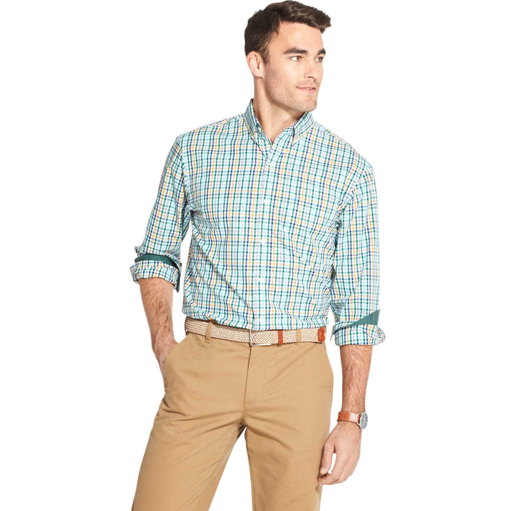 IZOD Men's Long-Sleeve Premium Essentials Stretch Plaid Button Down Shirt XL
